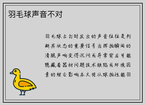 羽毛球声音不对
